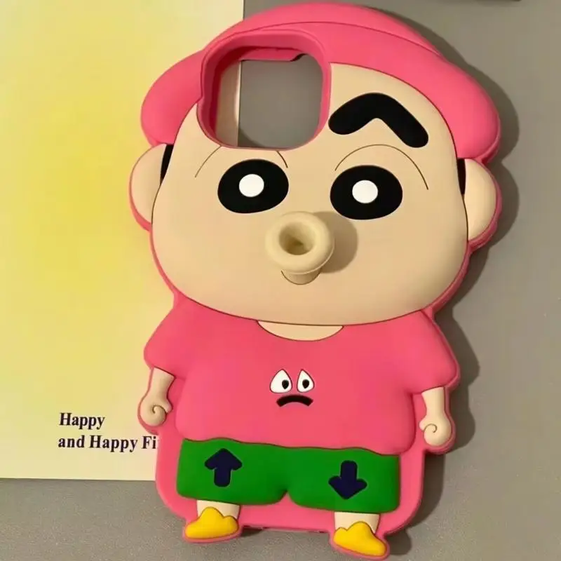 

Crayon Shin-chan iphone phone case kawaii Anime Cartoon silica gel iphone 15pro 14 13 Couple phone case Birthday gift for girls