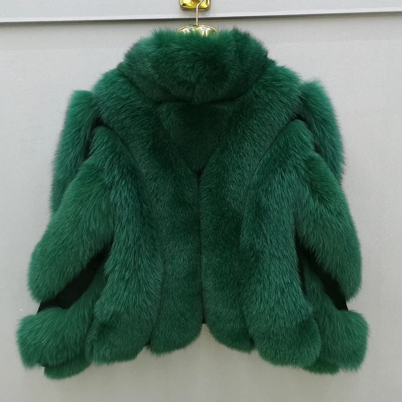 100% fuchs pelz mantel winter mantel mode mantel elegante dicke warme mantel frauen flauschigen fell jacke stehen kragen mode echt pelz mantel