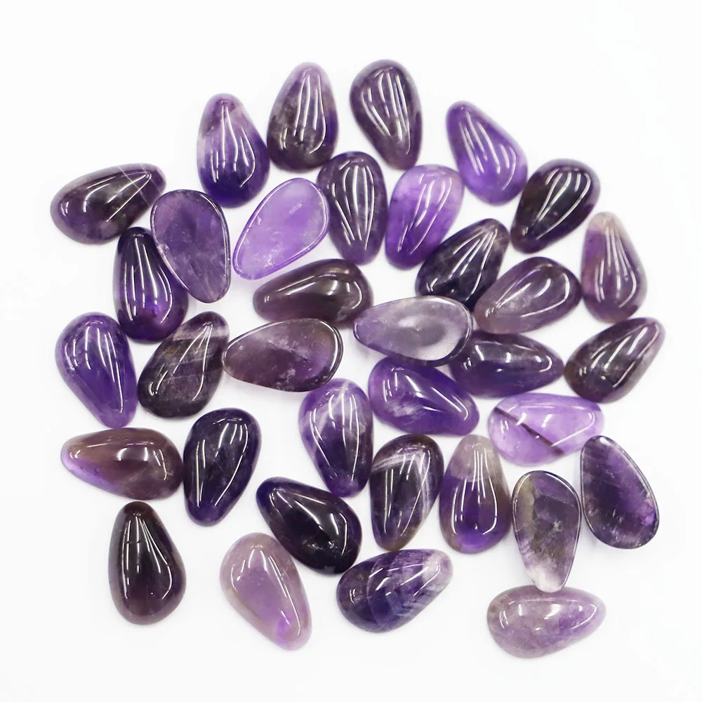 20*12MM Natural Stone Water Droplets Shaped Amethyst Ornament Charms DIY Crystal Necklaces Bracelets Ring Inlaid Wholesale 24Pcs