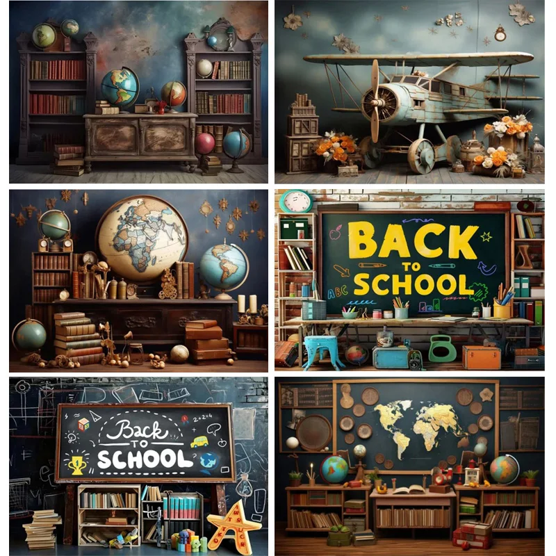 Back to School Photography Backdrops Black Chalkboard  ABC Learning Tools Background for Students Party Photo Shoot Props KXJ-02