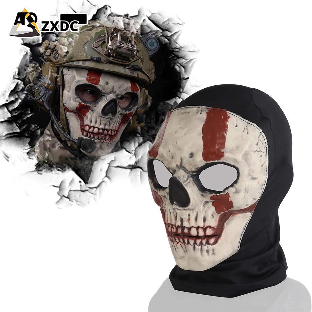 

MW2 Airsoft COD Ghost Skull Mask Cosplay Airsoft Tactical Skull Full Mask Headgear with lens, Stretchy and wear-resistant