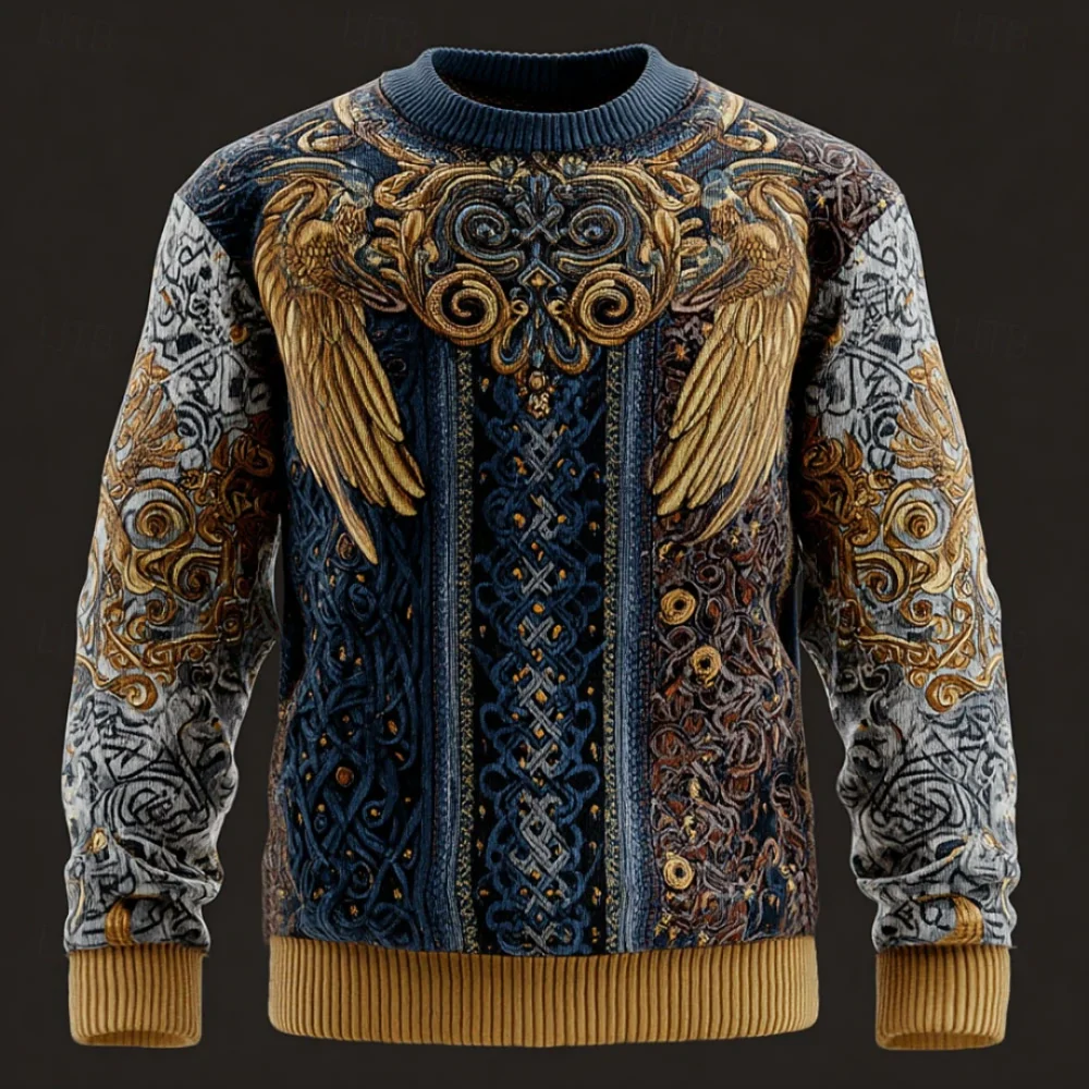 Men's Animal Wolf Pullover Sweater Jumper Knitwear Crewneck Retro Vintage Casual Daily 3D Print Warm Long Sleeve Man Sweatshirts