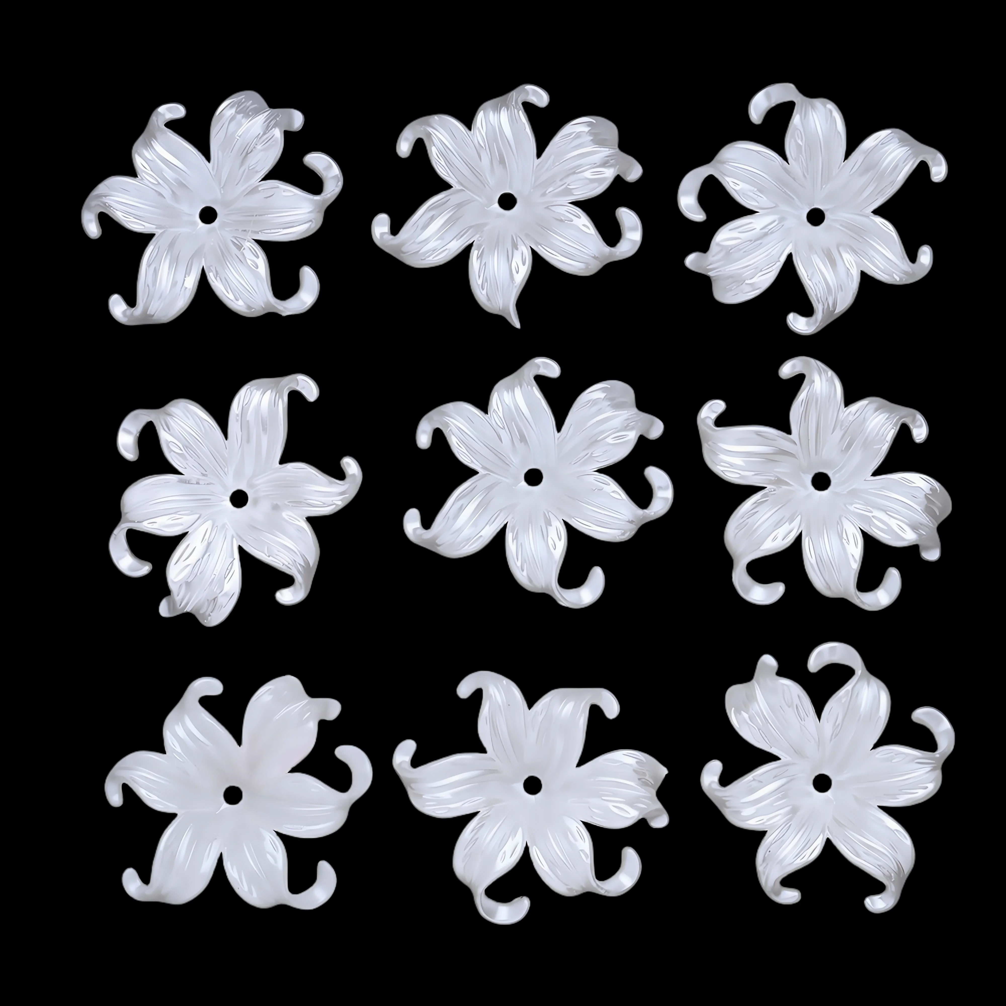 20 Stück Acryl-Imitationsperlen in Off-White, Aquatische Pflanzen, Blumen, Perlen für Armbänder, Halsketten und DIY-Schmuckherstellung – Detail 10