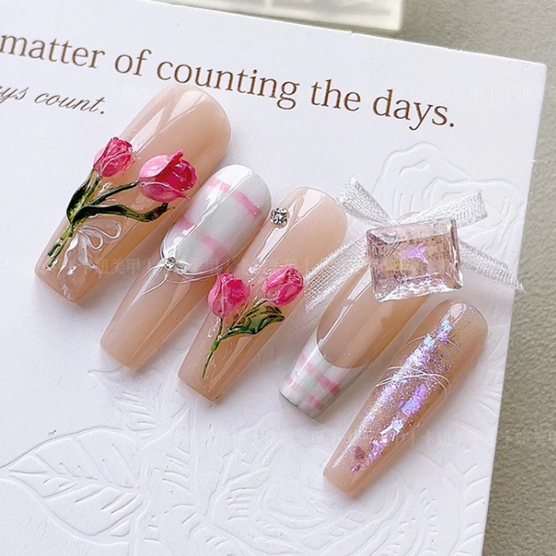 Moule à ongles en Silicone, motif de dessin animé, décorations pour Nail Art, bricolage, conception en Relief de fleurs, modèle d'art des ongles, outils de manucure stéréoscopiques