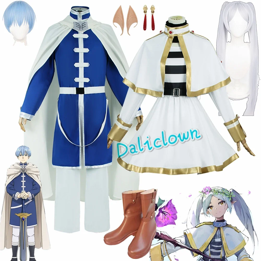 Anime Frieren At The Funeral Sousou No Frieren Himmel Cosplay Costume Wig Shoe Witch Uniform Elf Ear Prop Carnival Party Clothes