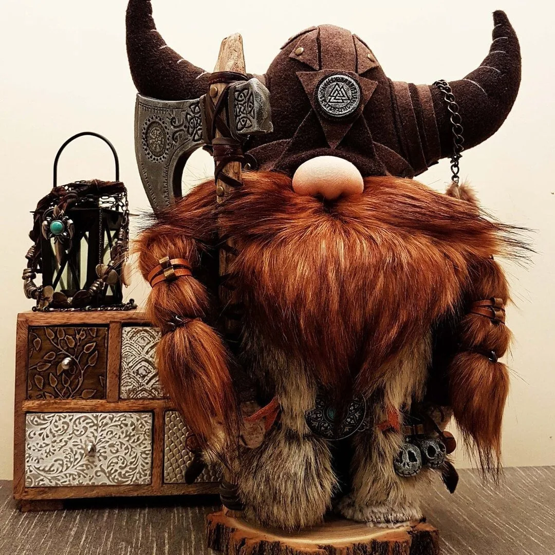 Nordic Viking Gnomes Durable Viking Warrior Gnome Doll Cute and Fun Handmade Desktop decorative ornaments Outdoor Resin Statue