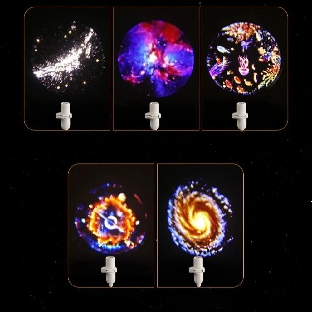 360 Degree Rotating Star Projector Light USB Powered Interchangeable Slides Galaxy LED Projector Flexible Neck Atmosphere Lamp
