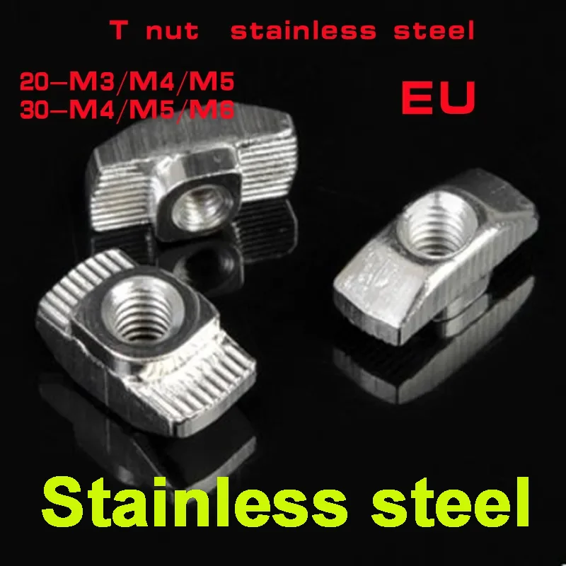 

10pcs M3 M4 M5 M6 stainless steel A2-70 T-nut Sliding T Nut Hammer Drop In Nut Fasten Connector 2020 3030 Aluminum Extrusion