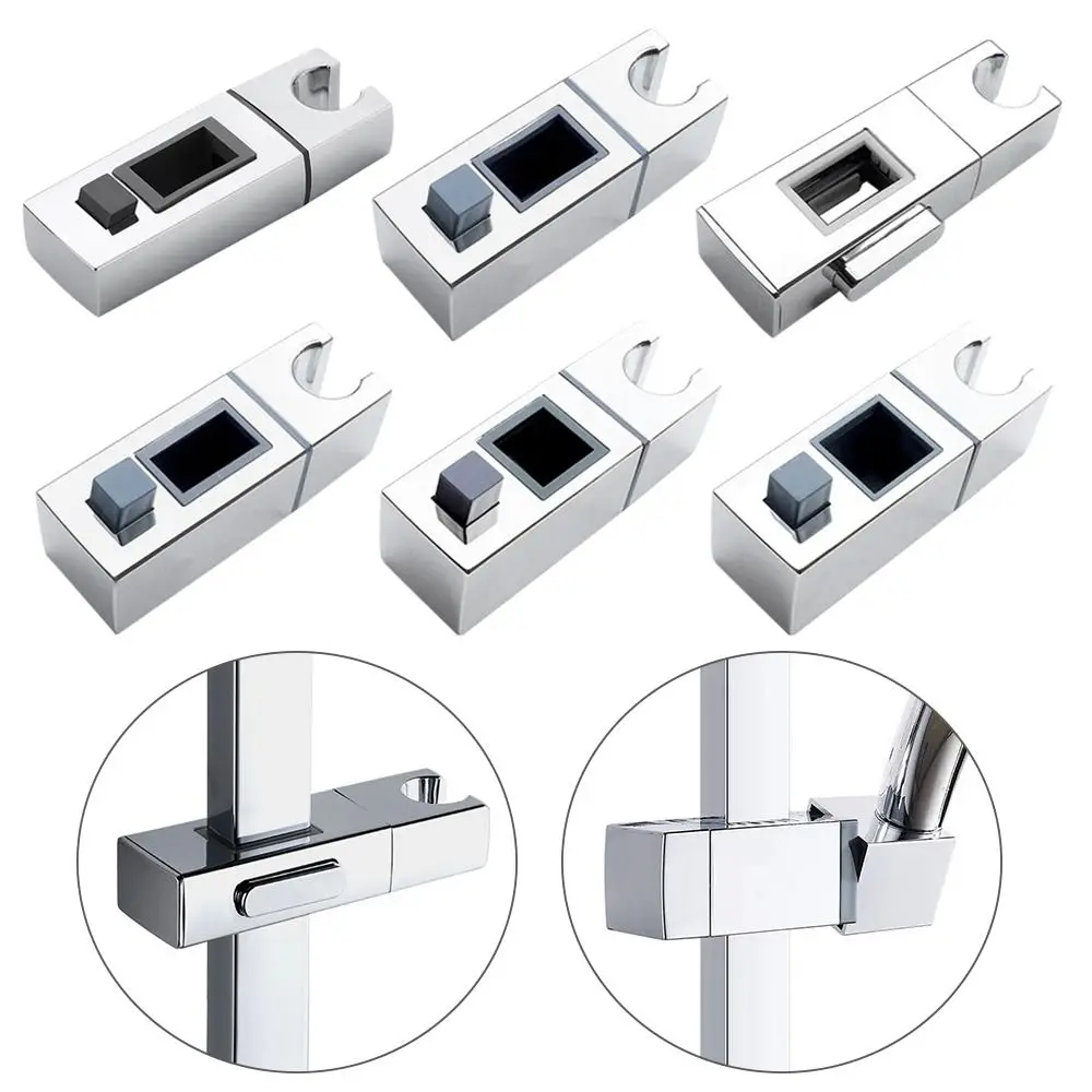 Square Pipe Bathroom Shower Head Holder Adjustable Shower Slide Bar Replacement Rack Riser Rail Bracket