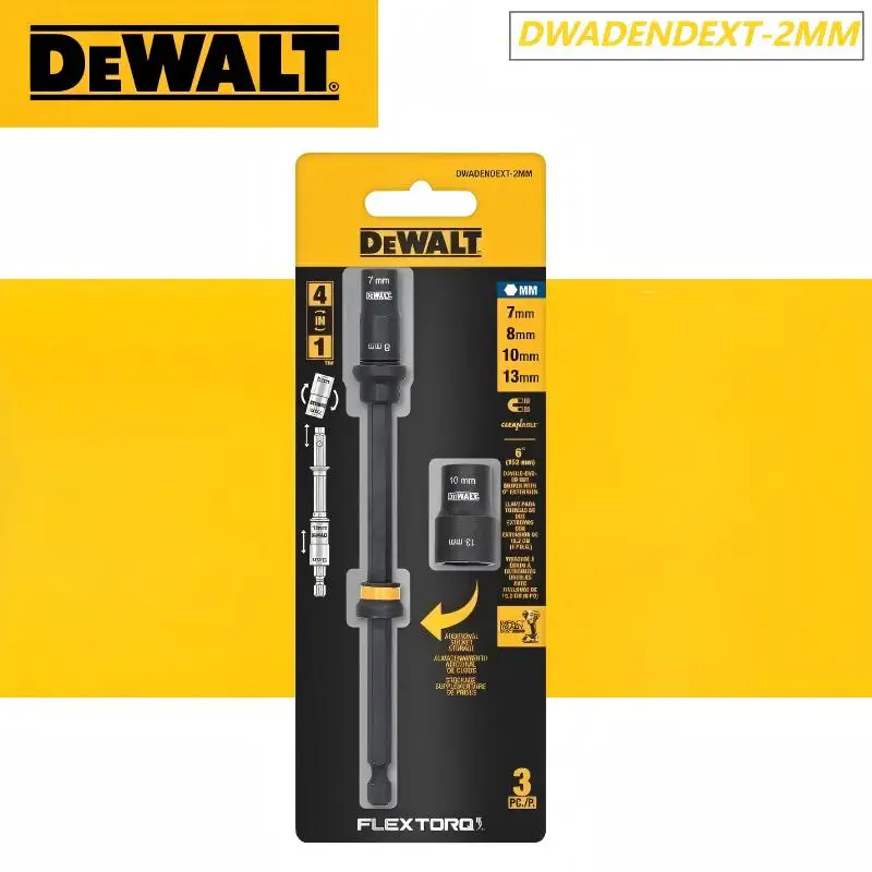 DEWALT DWADENDEXT-2MM 4-in-1 FLEXTORQ 7/8/10/13 MM Presa 6 '' Dado a doppia estremità esteso Pilota Accessori per utensili elettrici