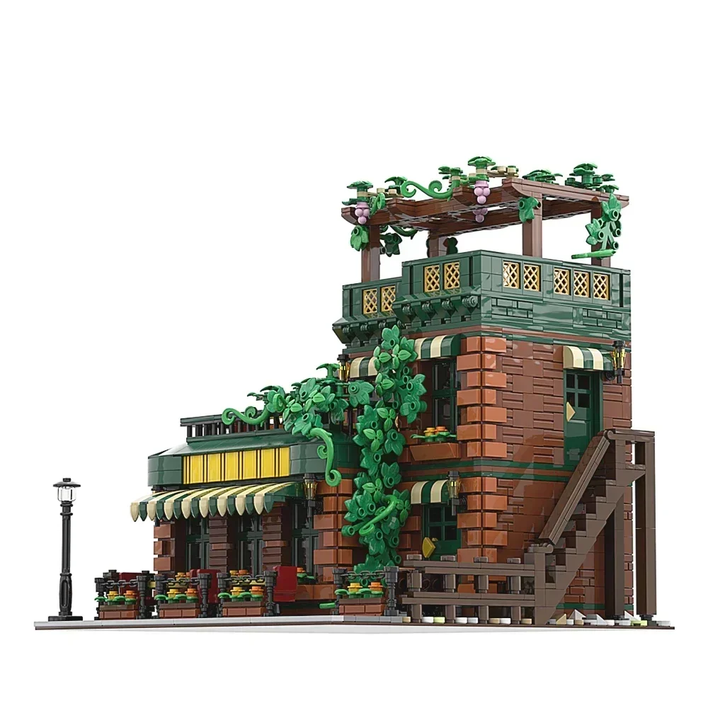 Gobricks MOC Coffee House City Street View Creative Ideas Coffee Shop Building Block Architecture Bricks Set Toys For Kids Gifts