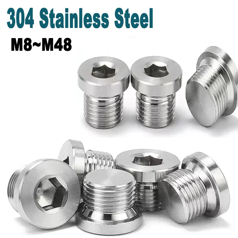 

M8-M48 Male Thread Flange Hex Square End Pipe Plugs - 304 Stainless Steel Oil Water System Fitting Caps
