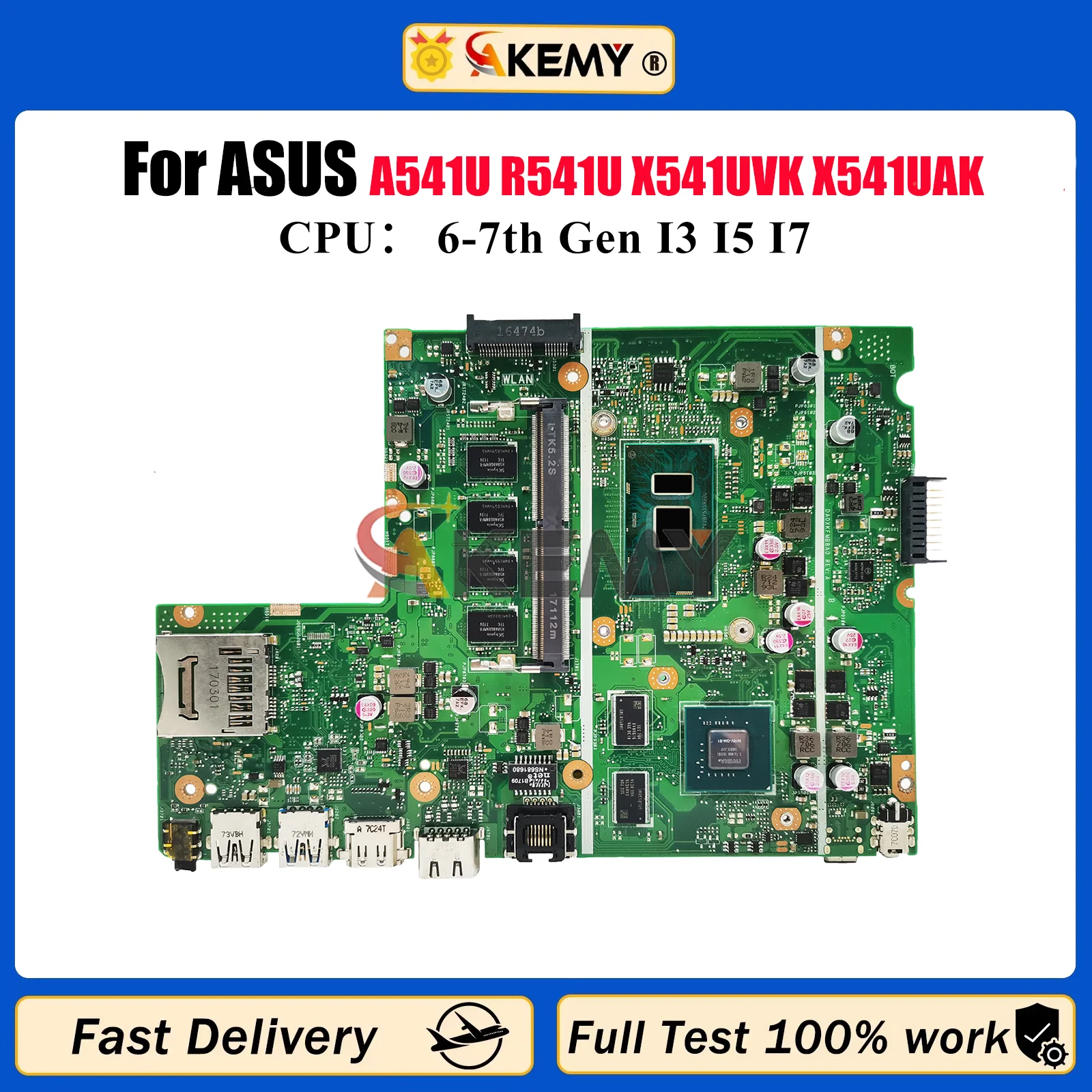 

X541UVK Laptop Motherboard For ASUS VivoBook X541U A541U F541U A541U R541U X541UV X541UAK X541UVK X541UJ Mainboard I3 I5 I7 CPU