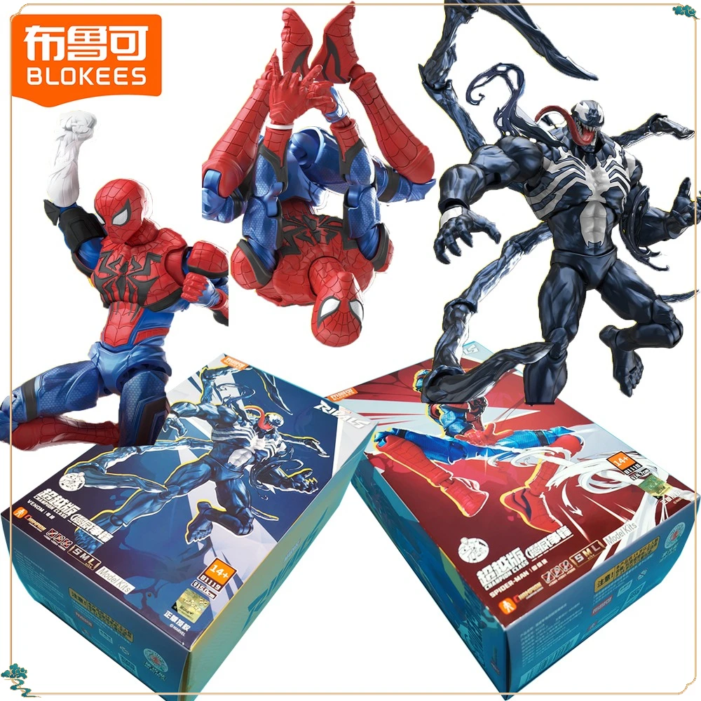 

New Blokees Genuine Marvel Action Figures Champion Class Venom Spider-man Cartoon Custom Collection Charming Model Toys Gifts