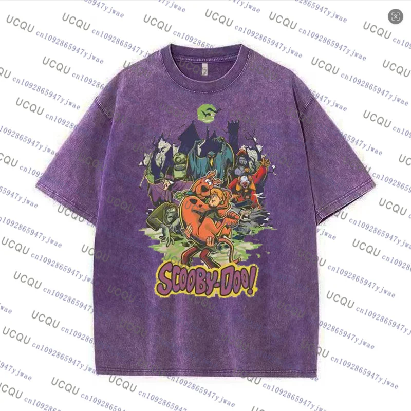 خمر 90s هالوين فيلم غسل القطن التي شيرت سكوبي هالوين تي شيرت هالوين فيلم شخصية المحملة الخريف الملابس النسائية #3