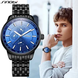 SINOBI Fashion Casual Male Watch Men Watches Top Brand Luxury Black Saat Business Geneva Quartz Wristwatches Relogio Masculino