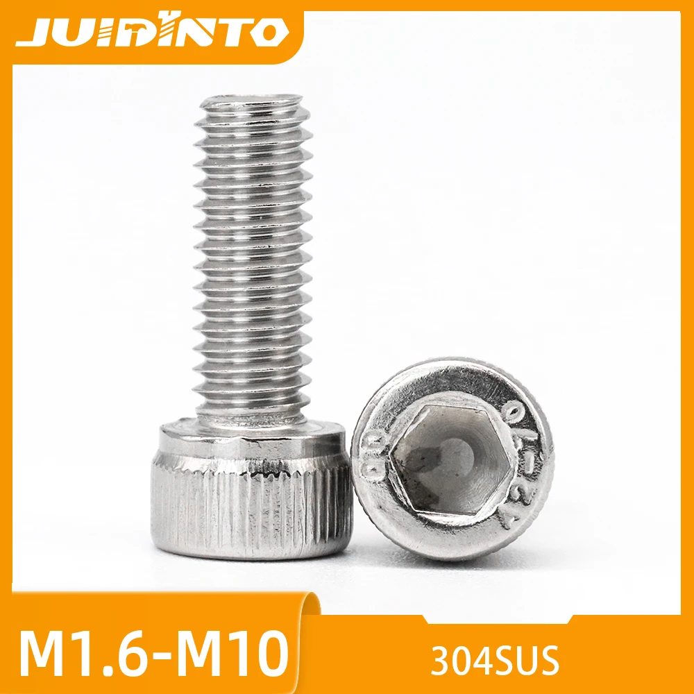 JUIDINTO 1pcs Hexagon Socket Head Cap Screws 304 Stainless Steel Allen Cap Head Screw For Furniture Assembly M4 M5 M6 M8 M10