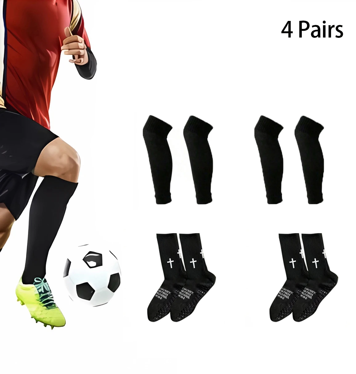 

Набор из 4 предметов для мужчин и женщин, игровые тренировочные нескользящие футбольные носки, баскетбольные носки, уличные эластичные носки под давлением, футбольные аксессуары