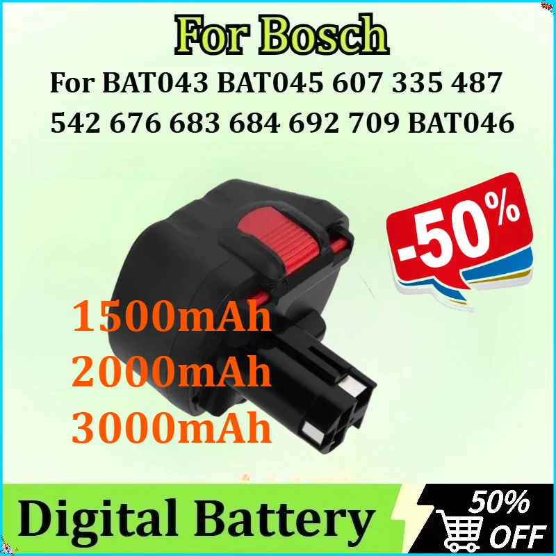 

For Bosch BAT043 BAT045 607 335 676 542 692 683 684 487 709 2607335249 BAT120 BAT139 BAT049 BAT046 12V 1500/2000/3000mAh