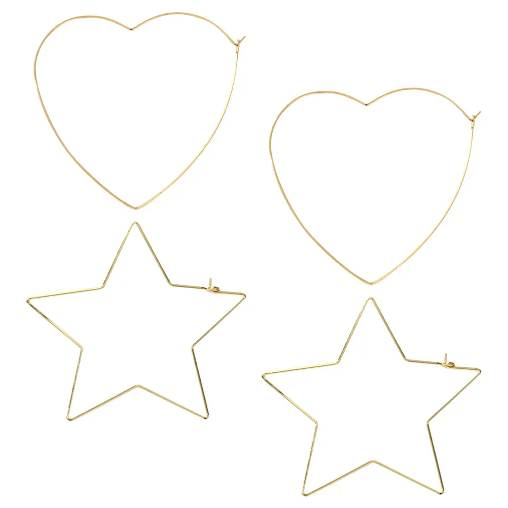 

2 Pairs Pendant Heart-shaped Five-pointed Star Earrings Miss Jewelry for Girls Hoop with Stars Copper