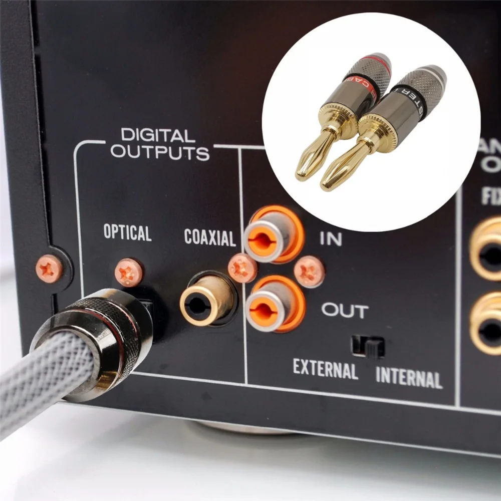 8Pcs 4mm Banana Plug 24K Gold Plated Pure Monster Copper Speaker Adapter Screw Plugs Audio Connectors