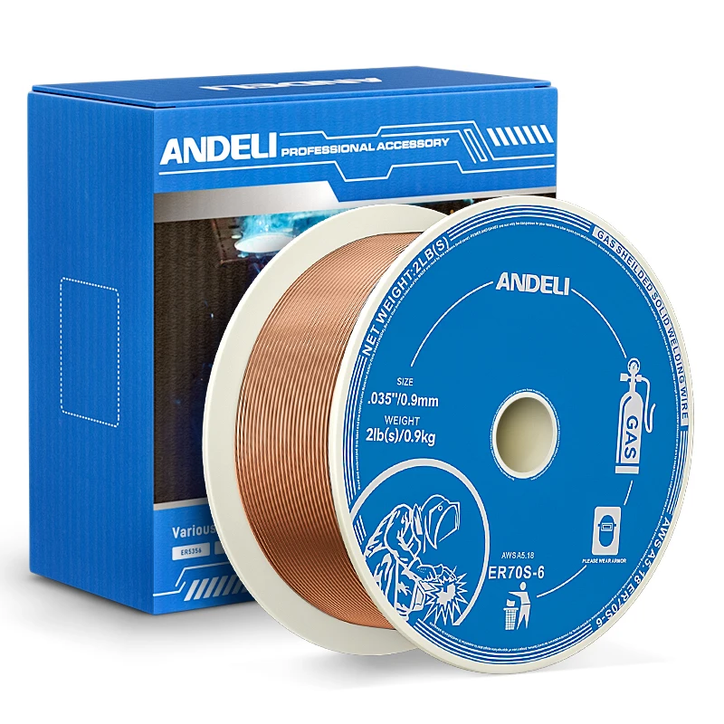 

ANDELI GAS Sheilded Solid MIG Wire ER70S-6 0.8/0.9mm 1 Roll Solid Carbon Steel Welding Wire for MIG Welding Machine