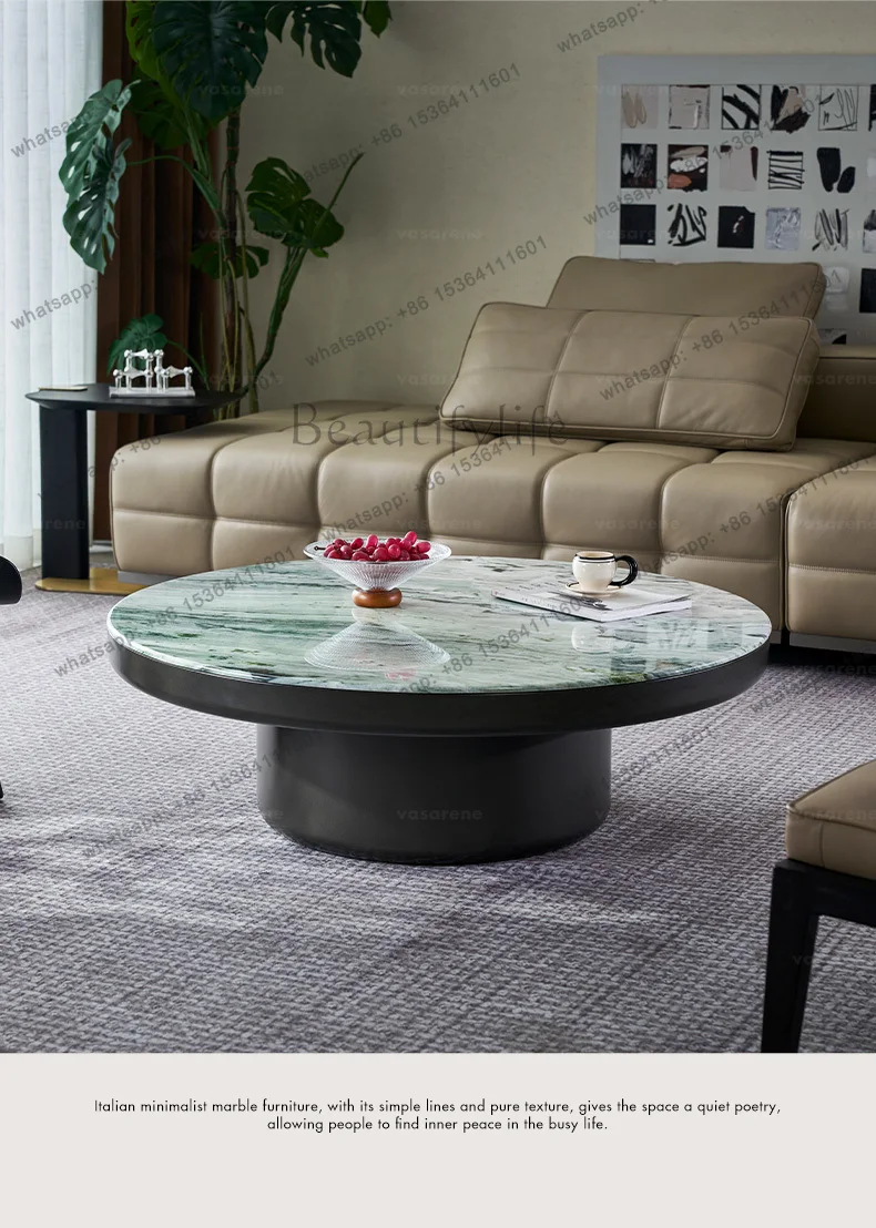 

Italian light luxury marble coffee table high-end luxury stone round coffee table living room