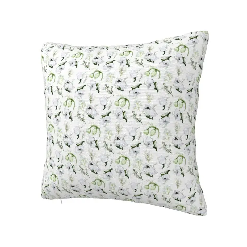Custom Fashion Valley Floral White Throw Pillow Case Home Decorative Square Cushion Cover Pillowcover for Living Room