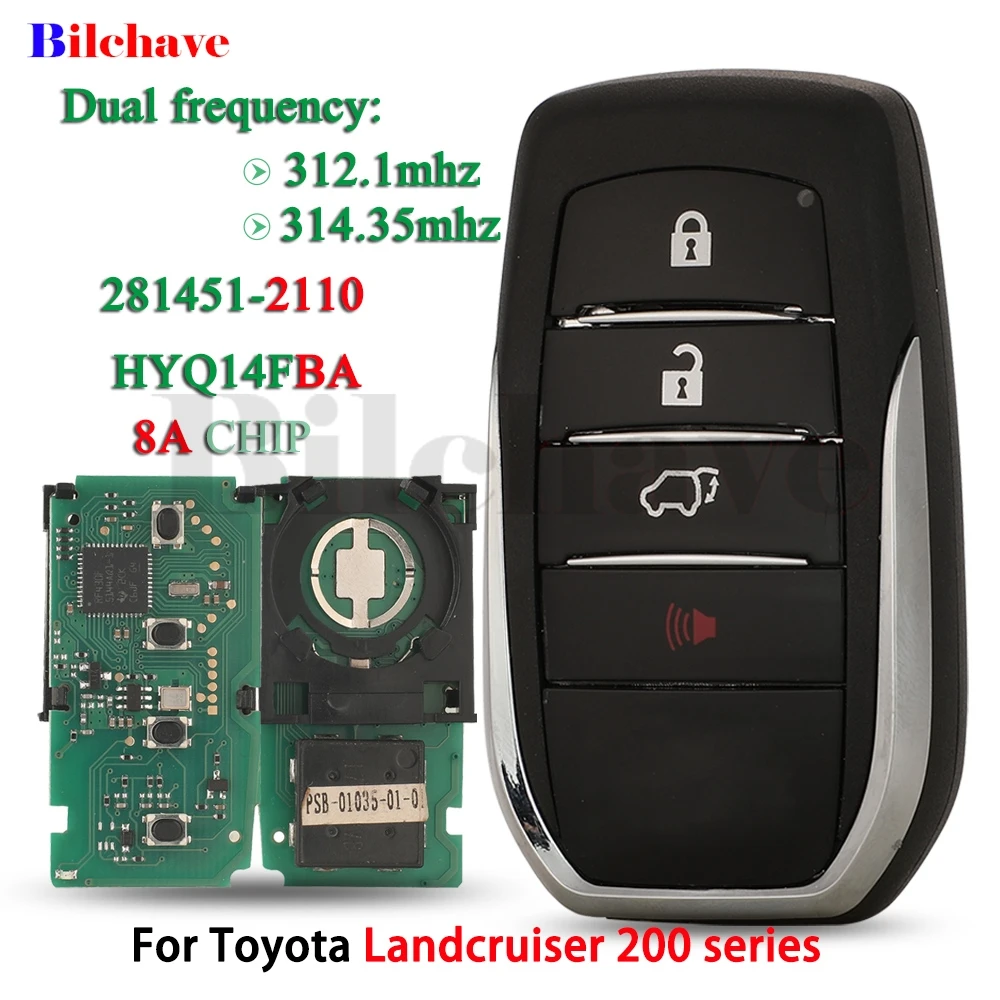 

JYQ Dual frequency 312.10/314.35Mhz For Toyota Landcruiser 200 series P4：88 281451-2110 Denso HYQ14FBA Smart Car Remote Key Fob