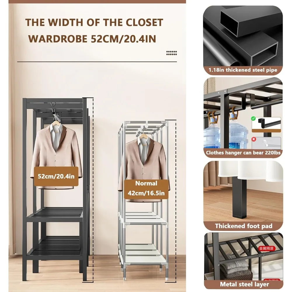 Portable Heavy-Duty Foldable Clothes Rack with Cover, Ideal for Hanging and Storing Clothing, Compact Garment Rack for Home Use