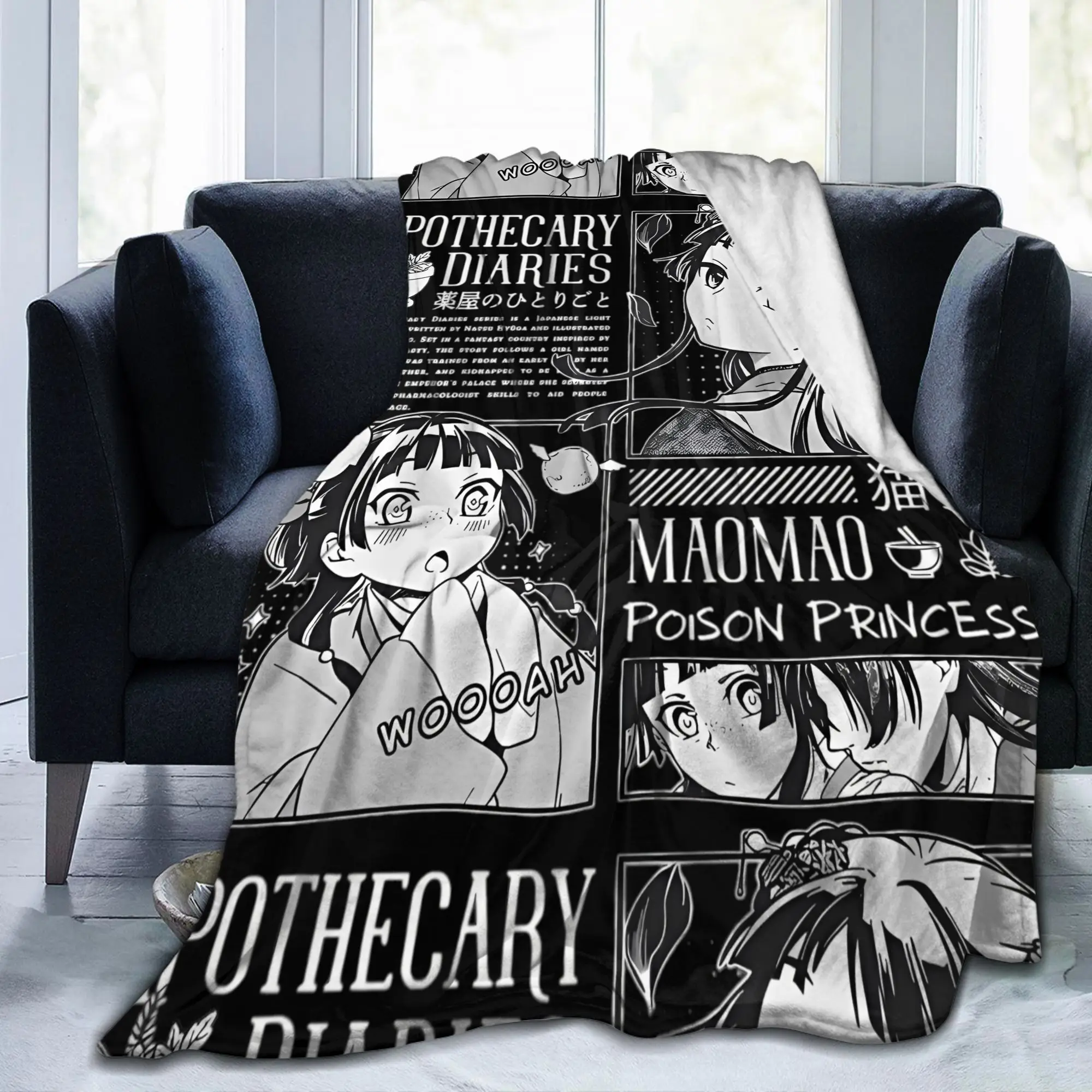 The Apothecary Diaries Maomao Blanket Fleece  Winter Cute Manga Multi-function Ultra-Soft Throw Blankets for Bedspreads