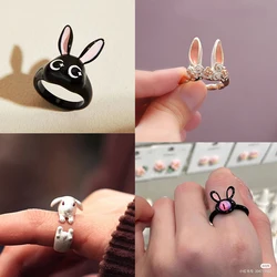 Fashion Cute Lucky Rabbit Rings For Women Kids Lovely Animal Ear Open Ajustable Rings Wedding Party Finger Ring Jewelry Gifts