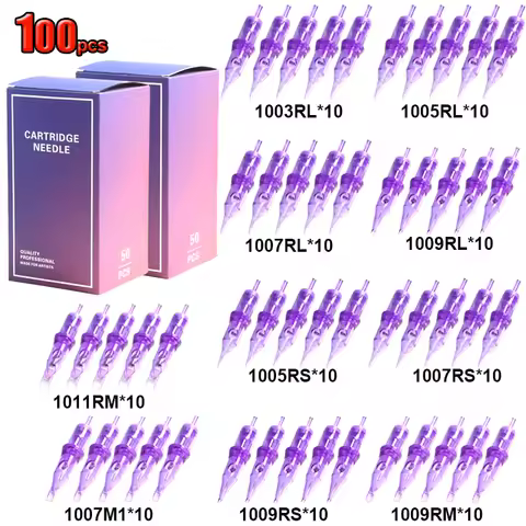 100pcs Mixed Cartridge Needles Original Pro Safety Tattoo Needles 3RL+5RL+7RL+9RL+5RS+7RS+9RS+9RM+11RM+7M1 Tattoo Accessories