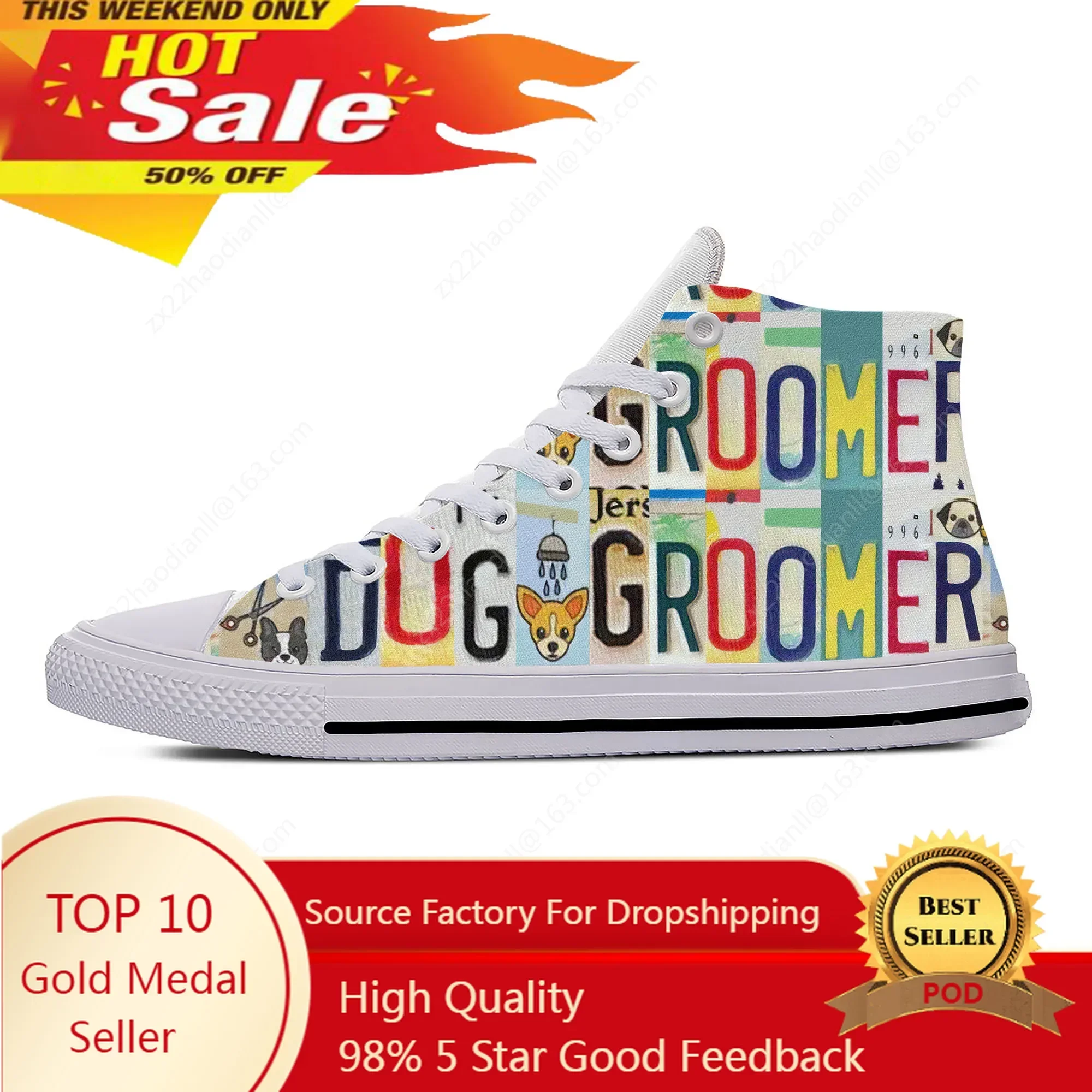 Dog Groomer High Top Sneakers Mens Womens Teenager Casual Shoes Canvas Running Shoes 3D Print Breathable Lightweight shoe