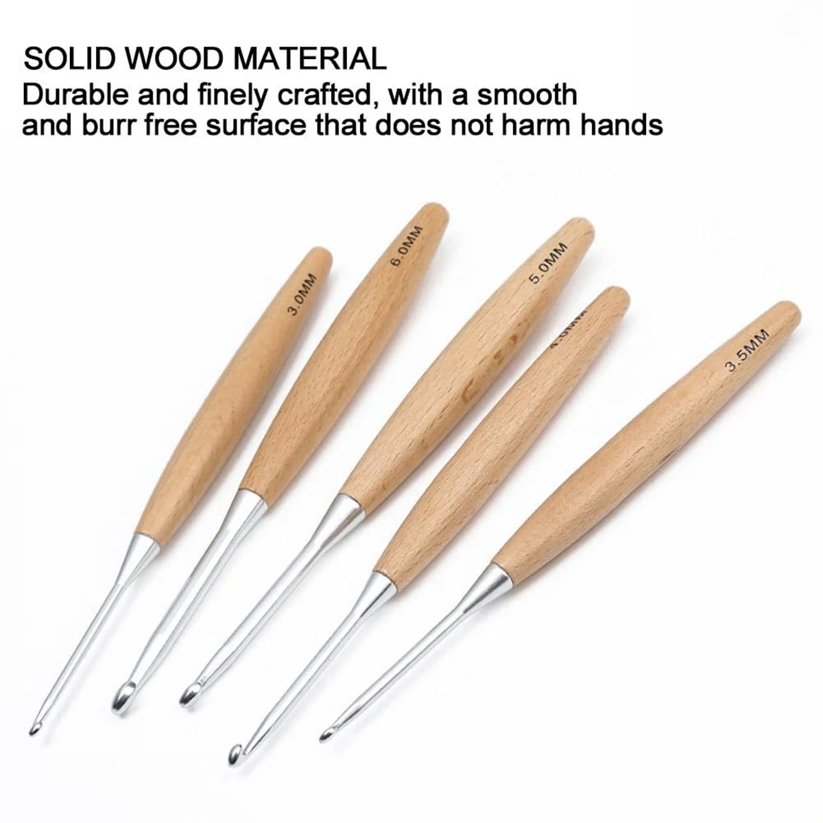 11 قطعة خطافات كروشيه 3.0 مللي متر-12 مللي متر ، خطافات كروشيه بمقبض خشبي ، خطافات حياكة كروشيه برأس واحد ، إبر كروشيه SQ