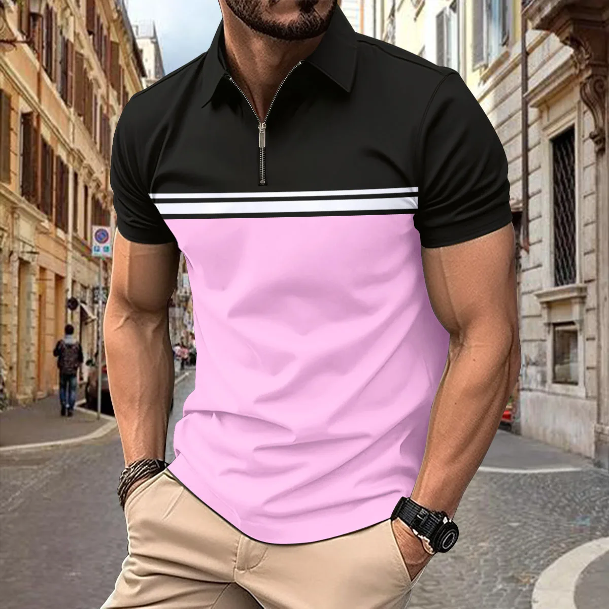 Summer new men\'s short-sleeved cotton casual men\'s T-shirt V-neck shirt Men\'s breathable Polo shirt S-3XL