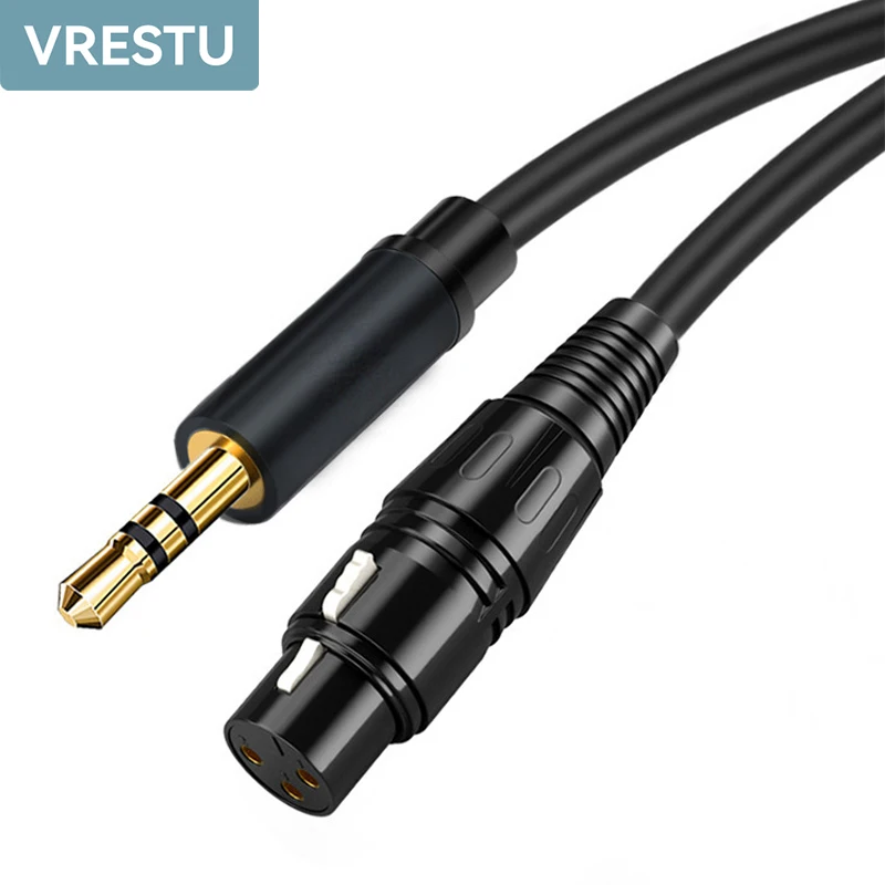 Jack 3.5mm to XLR Microphone Speakers Audio HiFi Cable XLR Female to 3 5 Jack Aux Mic Cord for Camcorders DSLR Cameras Amplifier