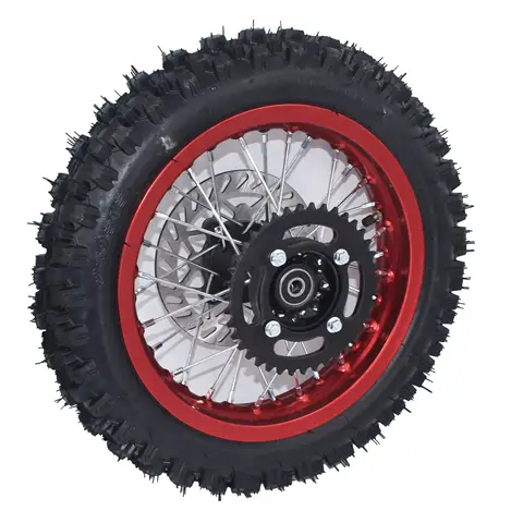 Rear 12" Wheel 1.85-12 Inch 80/100-12 Dirt Tire Aluminum Circle Rims With Brake Disc Plate and Sprocket For Dirt Bike Motorcycle