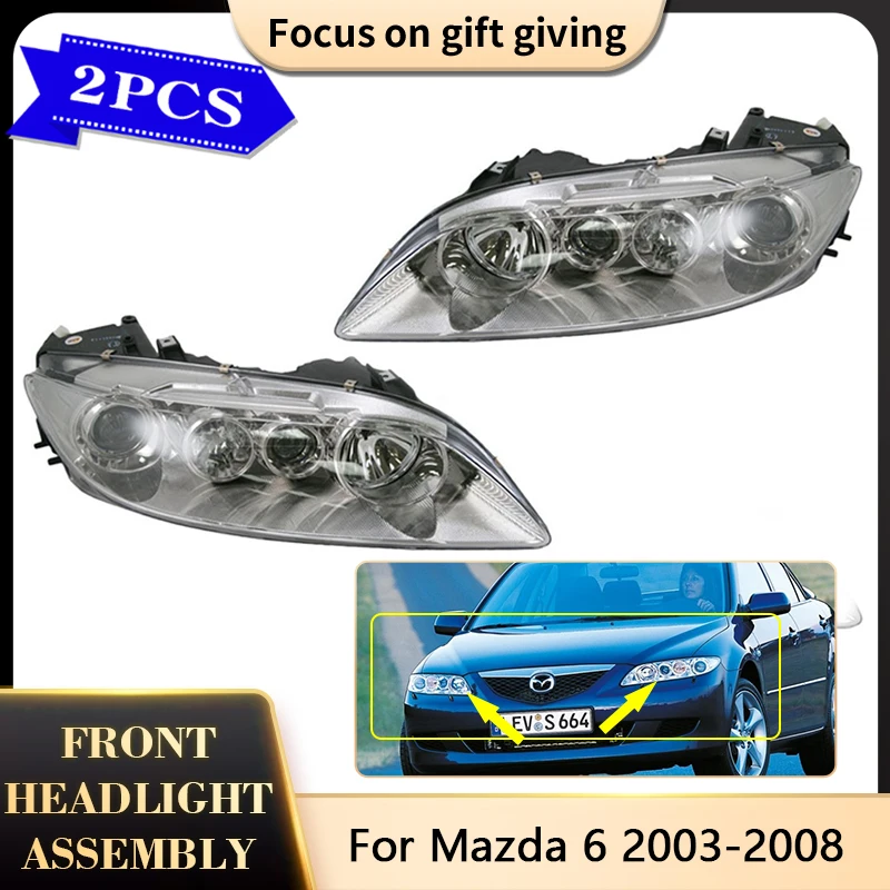 For Mazda 6 GG1 2003 2004 2005 2006 2007 2008 Front Head Light Tuning Lamp Halogen Headlight Assembly White Black Car Accessorie