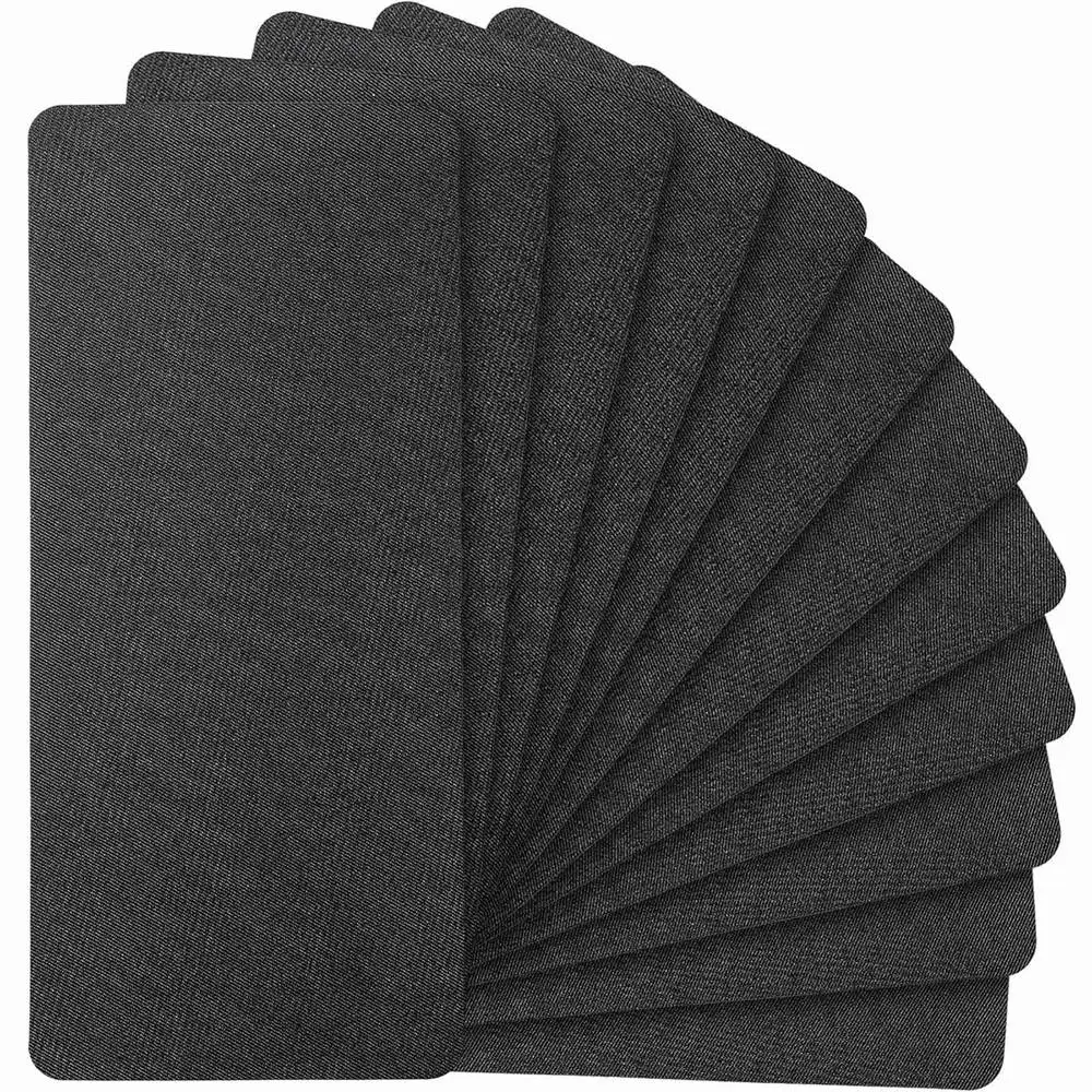 ABNH 12 Pcs Iron-on Mending Fabric 4.92 x 11 Inch Iron on Clothes Patches for Mending Fix Pants Pockets Holes Knees Elbow