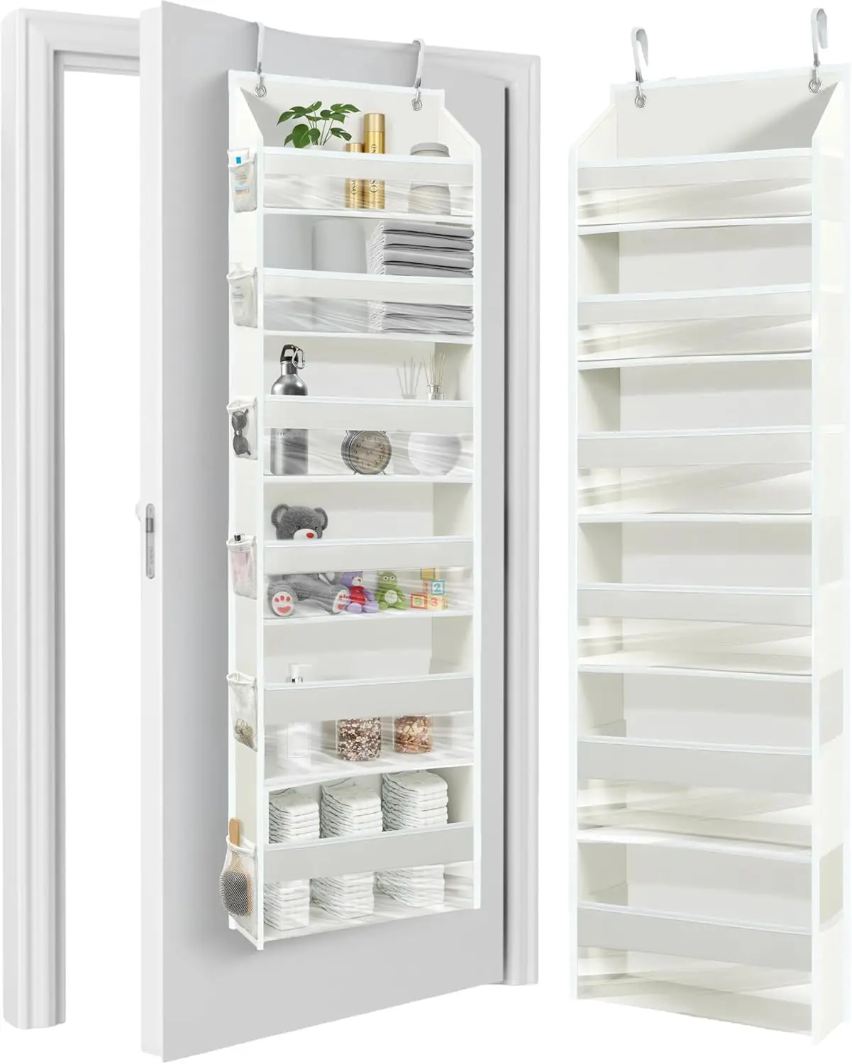 

UPGRADED 6 Tiers Over The Door Organizer Hanging - 100D EXTRA THICK & 50lbs HUGE CAPACITY, 12 Side Mesh Pockets Over The Door