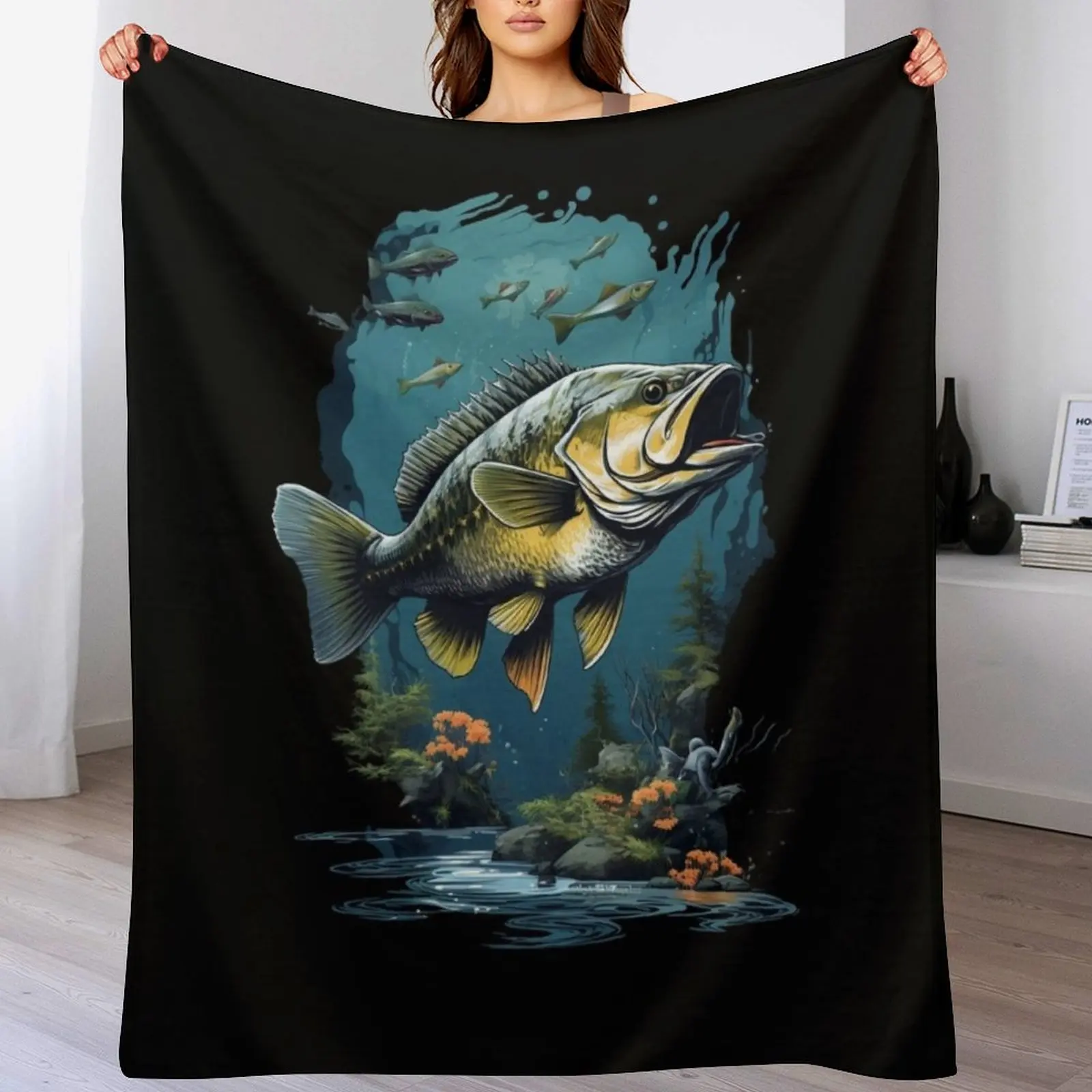 

Perch Fish Throw Blanket Extra Large Throw Personalized Gift Sofa Quilt Furry Blankets