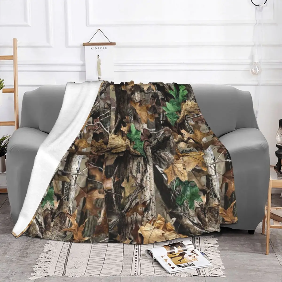 Ultra-Soft Fleece Real Tree Camouflage Camo Throw Blanket Flannel Soldier Military Blankets for Bedding Travel Couch Bedspreads