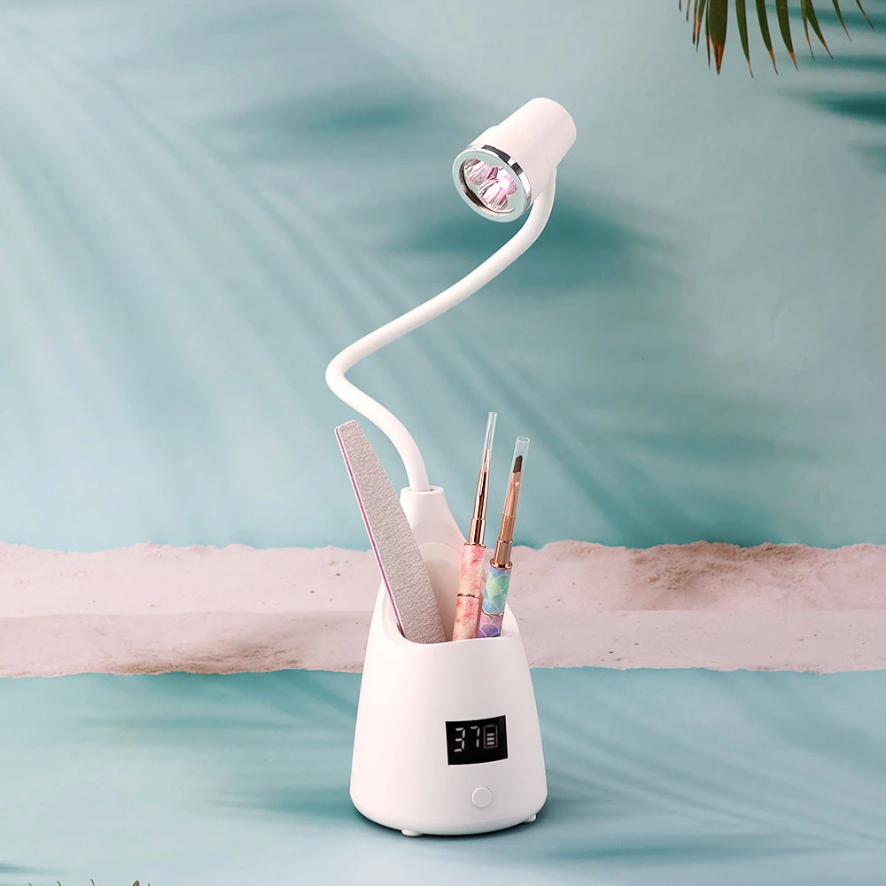 Cordless 18W Mini Nail Lamp UV LED Nail Dryer Red Light Focused Beams Curing Polish Gel with Storage Box for Easy Cleaning