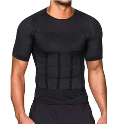 2024 Men Body Toning T-Shirt Body Shaper Corrective Posture Shirt Slimming Belt Belly Abdomen Fat Burning Compression Corset