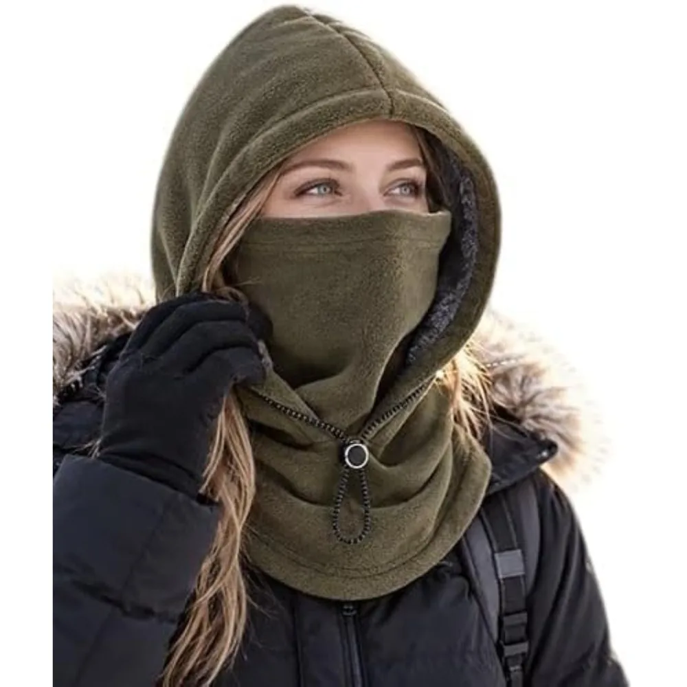 1pc Flannel Warm Mask Hood Suitable for Cycling 3-in-1 Winter Balaclava Ski Hat Windproof Full Face Mask Neck Cover Warm Hat