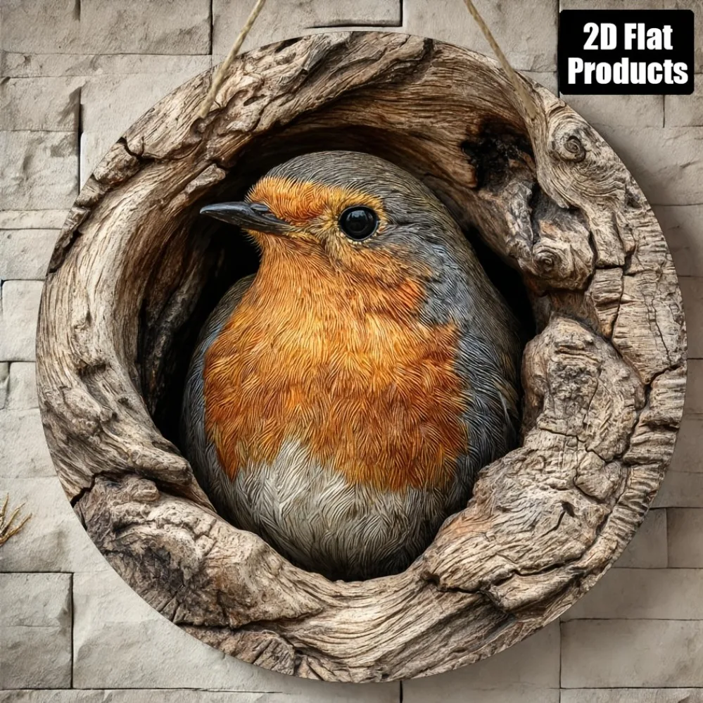 Tree Hole Bird Metal Sign 8x8 Inch Wall Art for Bar Kitchen Home Decor