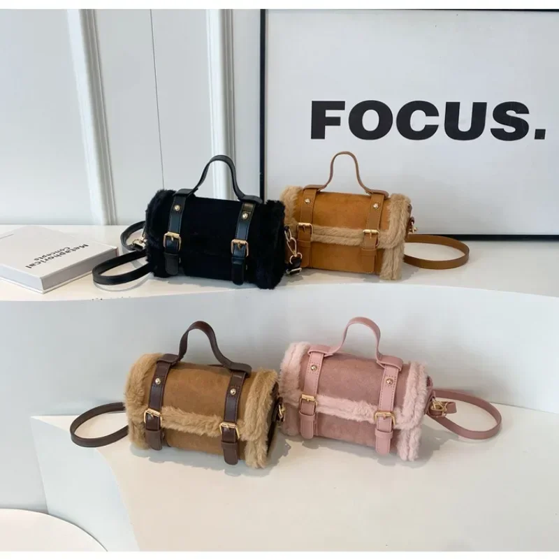 Autumn and Winter Shoulder Bags for Women 2025 New Lamb Plush Suede Ladies Small Square Crossbody Bags Bolsas Para Mujeres