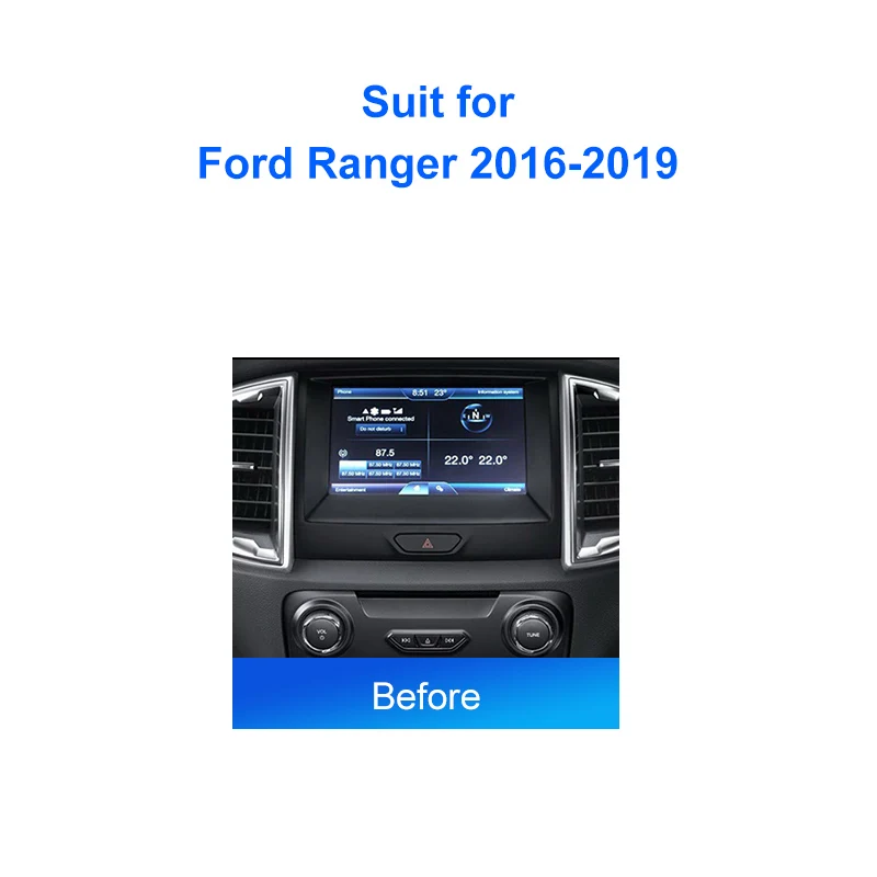 KENVOX-Lecteur stéréo Android MP5 pour Ford Ranger, unité principale, cadre de panneau, radio, 9 pouces, 2016, 2019, 2Din