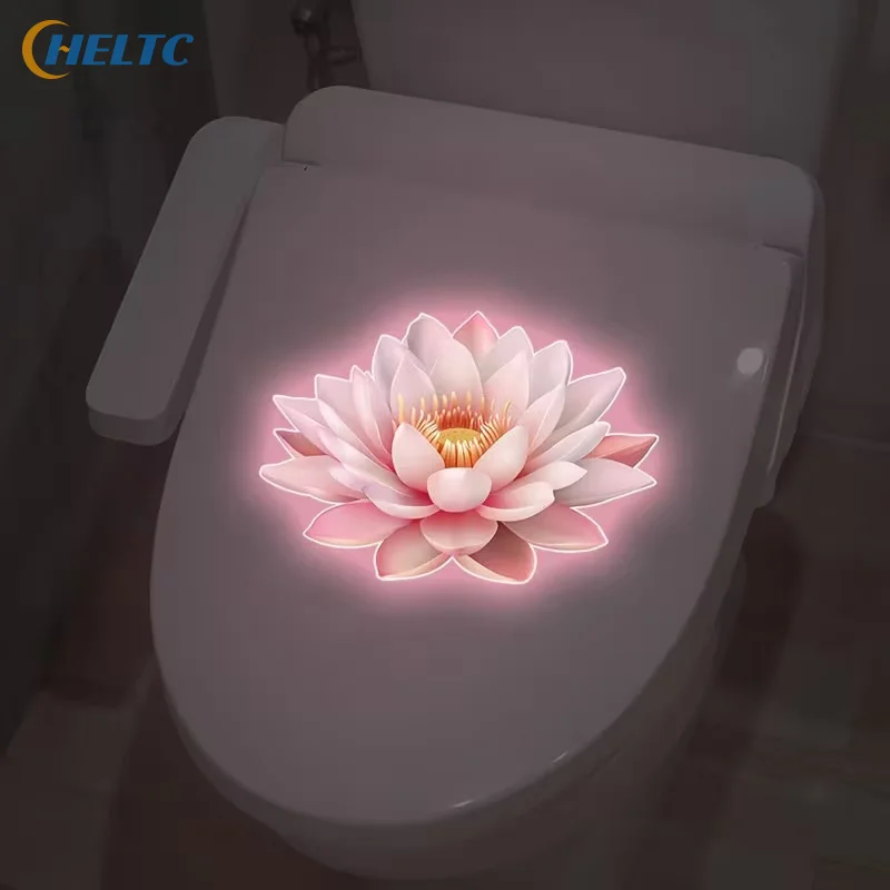 Glow-in-the-Dark Flower Toilet Sticker Self-Adhesive Removable Bathroom Decal Lotus Mandala Wall Sticker Home Decor Stickers